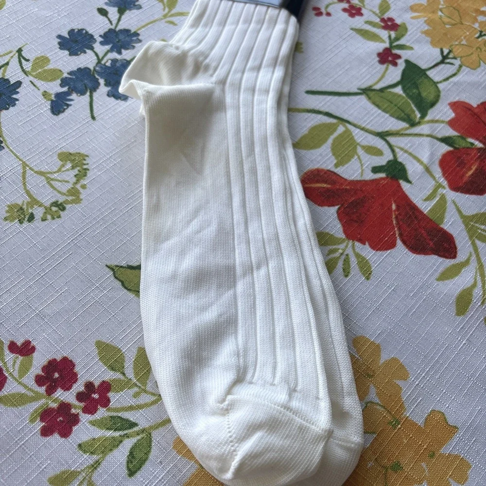 NOS Vintage PIERRE CARDIN Solid White Nylon Men's Dress Socks Size 10-13